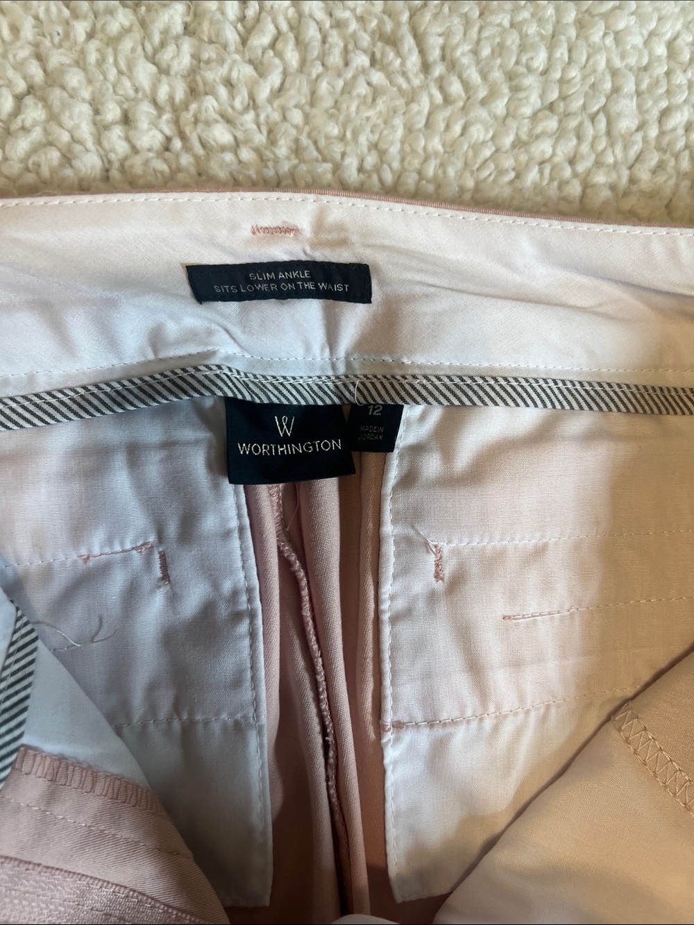 Worthington Tailored Slim Ankle Pants in Soft Blush